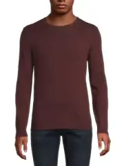 Theory Riland Solid Merino Wool Blend Sweater Men's S Wine Crew Neck Pullover