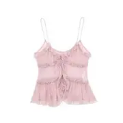 Plain Ruffled Camisole Top Pink - S
