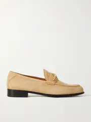 [Valentino Garavani] Valentino Garavani - Vlogo Gate Embellished Suede Loafers - Beige - IT40 IT 40 Neutrals