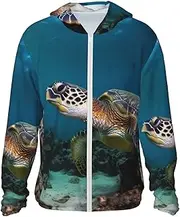 [LHBWCVN] UPF 50+ Light Jacket Full Zip Sun Protection Hoodie for Women Men Long Sleeve Sea Turtle Sun Shirts