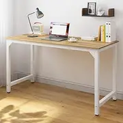 Advwin Modern Computer Desk 120x60 cm Wooden Top Sturdy White Metal Legs Writing Tables for Home Office Desk Apartment Dorm Simple Workstation