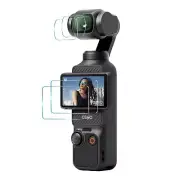 4 Pack For DJI Osmo Pocket 3 HD Tempered Glass Film Screen Protector+Camera Lens