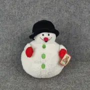 Snowman Plush Plump Chubby Christmas Holiday Decorative Pillow Stuffed Toy New