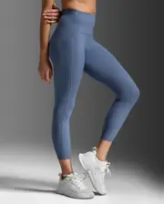 Form Stash Hi-Rise Compression 7/8 Tights with Pockets, 2XU, XL, Indigo/Indigo, Female