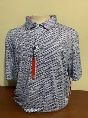 Redvanly Harrow Mens 2XL Mazerine Blue Print Golf Polo Shirt NEW NWT