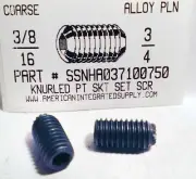 3/8-16x3/4 Hex Socket Set Screws Knurled Point Alloy Steel (10)