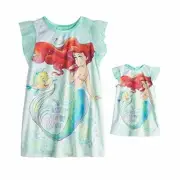 The Little Mermaid Ariel and Flounder Girl's Nightgown and Doll Gown