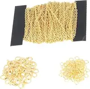 Hohopeti Iron Chain Necklace Chains Gold Chain Pendants Jump Rings for Jewelry Making Jewelry Chain Beads for Jewelry Making Jewelry Making Kit Chains for Necklace Making Iron Rings Golden