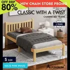 ALFORDSON Bed Frame Wooden Single Size Solid Pine Timber Base Oak CAMBRIE