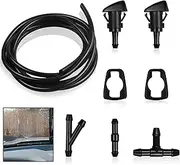 Windshield Washer Hose Kit for Washer Fluid Car Windshield, Kit of Washer Jet and 2 Meter Fluid Hose with Connector Windshield Fluid Hose Replacement Suit for Chrysler, Dodge, Jeep Replacement Tools