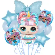 10PC Blue LOL Surprise Bow Foil Balloon Set Birthday Party Supplies Decoration