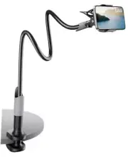 Gooseneck Bed Phone Holder, Flexible Long Arm Phone Mount for Classic black