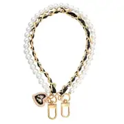 Lusofie Phone Charms Strap Double Chain Phone Wrist Strap Beaded Pearls Wrist