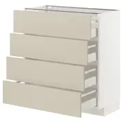 METOD / MAXIMERA base cab 4 frnts/4 drawers, white/Havstorp beige, 80x37x80 cm