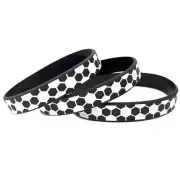 100 Black Patterned Silicone Wristbands - Linked Shapes Science / Soccer Style?