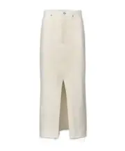 Frame The Midaxi Frayed Edge Denim Midi Skirt 27,29,30 White