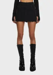 [DARKER WAVS] Replay Washed Mini Cargo Skirt - Black