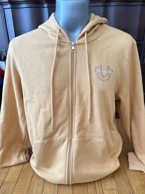 NeW True Religion Full Zip Hoodie Oak Bluff Orange Logo Sz M Unixex
