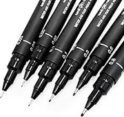 Uni Pin - Set of 6 drawing pens - black ink - fine point 0.03-0.8 mm