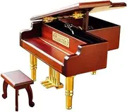 Music Box Musical Box Maroon Grand Piano Music Box with Bench Wooden Wind-up Music Box for Friends Christmas Birthday Musical Boxes Home Decoration
