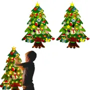 2 Sets DIY Felt Christmas Tree Set Detachable Xmas Wall Hanging Decorations with String Light