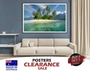 Tropical Island Paradise with Palm Trees 70x50cm Poster Prints