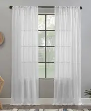 Clean Window 52"X63 White Crushed Texture Sheer Curtain 1 Single Panel Anti-Dust