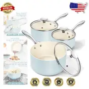 Durable Non-Stick Saucepans with Stainless Steel Handle - All-Cooktop Compatible
