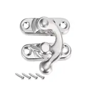 Retro Right Latch Hook Hasp, 42mmx37mm Swing Arm Latch Silver 5 Pcs w Screws