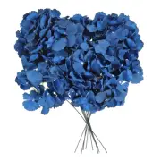 10Pcs Artificial Silk Hydrangea Flower Heads with Stems for Decor, Navy Blue