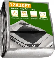 Yescom 12X20 Ft 14 Mil Heavy Duty Reinforced Poly Tarp Reversible Waterproof Tar