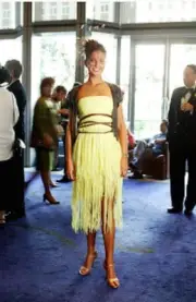 Sass & Bide Yellow Fringe Silk Chiffon Frayed Dress Bustier Corset Vintage 40 4