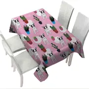 French Bulldog and Cactus Pattern Tablecloth