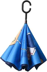 [Tadill] Children's Inverted Umbrella Hands Free Umbrella UV Protection Reversed Folding Upside Down Umbrella for Backpacking Kids, Style A