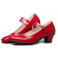 在飛比找momo購物網優惠-【Sp house】時尚優雅淑女鏡面跟鞋舞蹈鞋(經典紅全尺碼