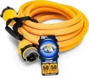 Camco 50M/50F Amp 25' PowerGrip Locking Extension Cord 55621 Marine Boat