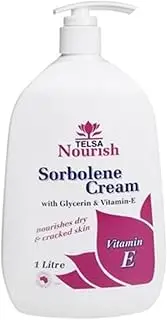 Tesla Nourish Sorbolene & Glycerin 10% with Vitamin E 1 Litre Pump - Multi-Purpose Skin Care Solution for Dry, Cracked, and Sunburned Skin
