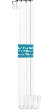Wreath Hanger Over the Door Hooks Long 4 Pcs 14.2" Fit 1 3/8" Door, Not for F...