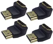 4 Pack - HDMI Right Angle Male Female 90 Degree Adapter Connector 4K UHD 1080P