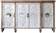 Side Panel Buffet Modern Storage Space Nordic Country Living Room Sideboard White Retro Old Carved Solid Wood Home Decoration Bed and Breakfast Storage Cabinet Free Standing Decorative Cabinet