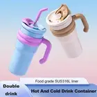 Coffee Mug Bpa-free Cup Insulated Tumbler with Handle Straw for Travel Leak