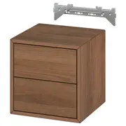 EKET wall cabinet with 2 drawers, walnut effect, 35x35x35 cm