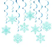 Blue Snowflake Hanging Spiral Swirls 8pk
