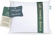 ComfyDown 50/50 Down Feather Blend ComfyDream Bed Pillow for Sleeping, 100% Egyptian Cotton Cover, Made in USA, Standard Size