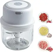 Electric Garlic Chopper Portable Small Food Processor, 300ML Glass Containers with Food Divider, Waterproof Body, One-touch Press to Chop Onion For Ginger, Chili, Fruit, Meat, Spices, Beans
