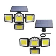 Solar Street Lights Motion Sensor Garden 4 Head 192 LEDLight Wall Security Lamp