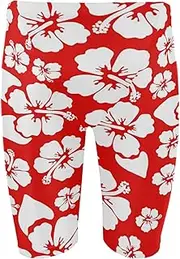[Dallonan] Mens Swim Jammers Hibiscus Flower Quick Dry Athletic Swimsuit