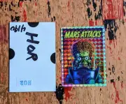 RARE 90's Large Selectra Horror Prism Mars Attacks Vending Sticker & Sleeve