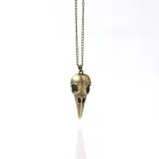 4PCS Punk Three-dimensional Metal Alloy Pointed Skull Head Pendant Necklace Halloween Jewelry Gift Old bronze