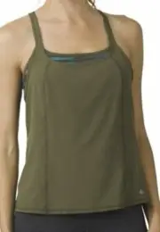 NEW prAna CARGO GREEN SWAY YOGA WORKOUT TANK TOP BUILT IN SPORTS BRA SIZE XS